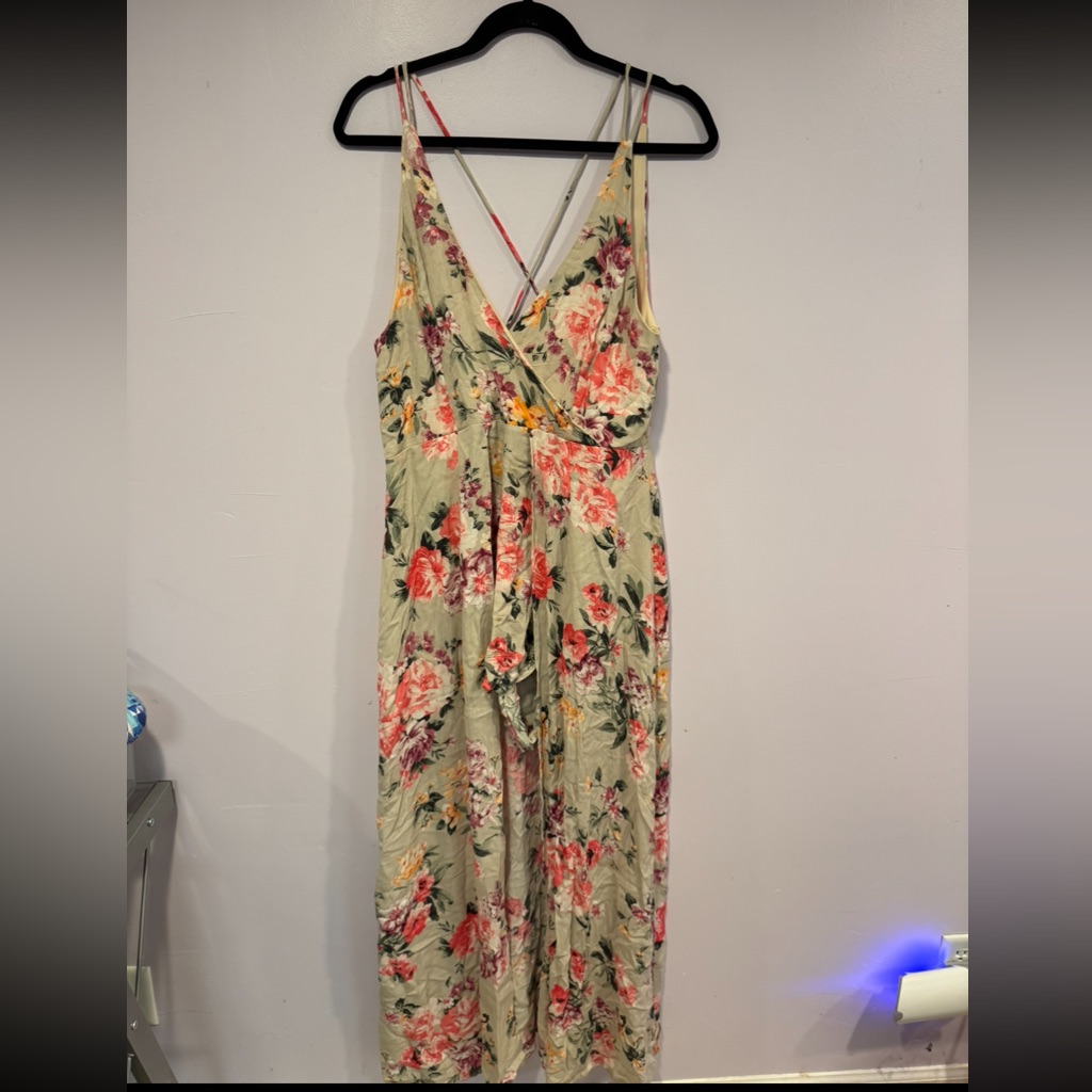 Miami Floral Maxi Dress Romper In Green And Pink
